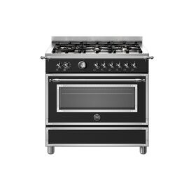 Bertazzoni Heritage 90cm Range Cooker Single Oven Dual Fuel Black HER96L1ENET