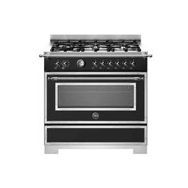 Bertazzoni Heritage 90cm Range Cooker Single Oven Dual Fuel Black HER96L1ENET2