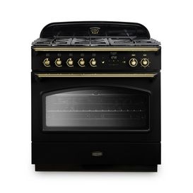 RANGEMASTER CLAS90FXDFFBL/B 90cm Classic FX Dual Fuel Black with Brass Trim