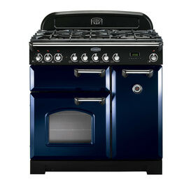 RANGEMASTER CDL90DFFRB/C Classic Deluxe 90 Dual Fuel Regal Blue with Chrome Trim