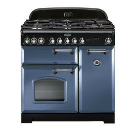 RANGEMASTER CDL90DFFSB/C Classic Deluxe 90 Dual Fuel Stone Blue with Chrome Trim