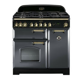 RANGEMASTER CDL90DFFSL/C Classic Deluxe 90 Dual Fuel Slate with Brass Trim