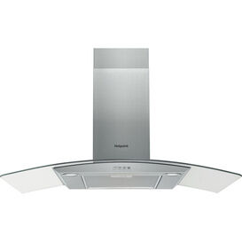 HOTPOINT PHGC94FLMX 90cm Chimney Cooker Hood Stainless Steel & Glass