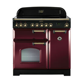 RANGEMASTER CDL90EICY/B Classic 90 Deluxe Induction Cranberry with Brass Trim