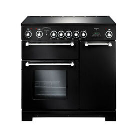 RANGEMASTER KCH90ECBL/C Kitchener 90cm Ceramic Hob Black with Chrome Trim Range Cooker