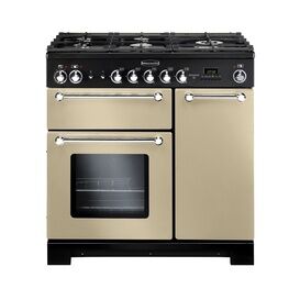 RANGEMASTER KCH90DFFCR/C Kitchener 90 Dual Fuel Cream with Chrome Trim