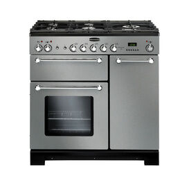 RANGEMASTER KCH90DFFSS/C Kitchener 90 Dual Fuel Stainless-Steel with Chrome Trim