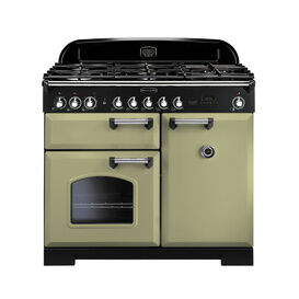 RANGEMASTER CDL100DFFOG/C Classic Deluxe 100cm Dual Fuel Olive Green with Chrome