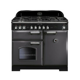Rangemaster CDL100DFFSL/C Classic Deluxe 100cm Dual Fuel Range Slate with Chrome