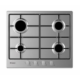 HOOVER CHW6BRX 60cm Gas Hob with Control Knobs- Silver