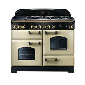RANGEMASTER CDL110DFFCR/B Classic Deluxe 110 Dual Fuel Range Cooker - Cream with Brass