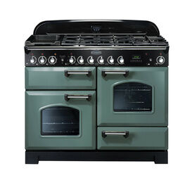 RANGEMASTER CDL110DFFMG/C Classic Deluxe 110 Dual Fuel Range Cooker - Mineral Green with Chrome
