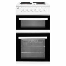 BEKO EDP503W 50cm Electric Double Oven Cooker Solid Plate White