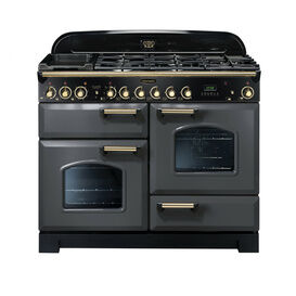 RANGEMASTER CDL110DFFSL/B 110 Classic Deluxe Dual Fuel Slate with Brass Trim