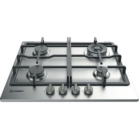 INDESIT THP641WIXI 60CM Gas Hob Cast Iron Supports Stainless Steel