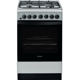 INDESIT IS5G4PHSS 50cm Dual Fuel Gas Single Cooker with Gas Hob - Inox
