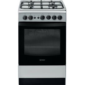 INDESIT IS5G1PMSS SILVER 50cm Dual Gas Single Cooker with Gas Hob
