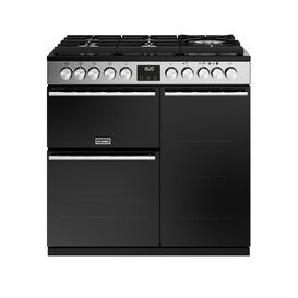 STOVES 444411487 90cm Precision Deluxe Gas Through Glass Dual Fuel Range Cooker Stainless Steel NEW FOR 2023