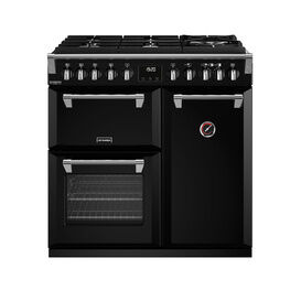STOVES 444411434 Richmond Deluxe Gas Through Glass D900 Dual Fuel Range Cooker Black NEW FOR 2023