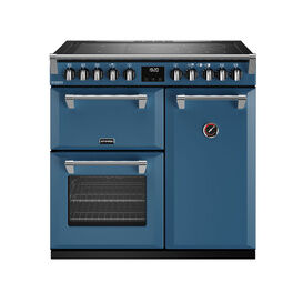 STOVES 444411529 Richmond Deluxe 90cm Electric Induction Range Cooker Thunder Blue Rotary Controls NEW FOR 2023