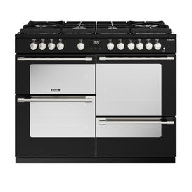 STOVES 444411477 Sterling Deluxe D1100DF Gas Through Glass Dual Fuel Range Cooker Black NEW FOR 2023