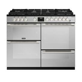STOVES 444411478 Sterling Deluxe D1100DF Gas Through Glass Dual Fuel Range Cooker Stainless Steel NEW FOR 2023