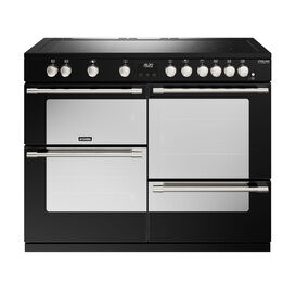 STOVES 444411479 Sterling Deluxe D1100EI Electric Induction 110cm Range Cooker Black Rotary Controls NEW FOR 2023