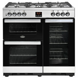 BELLING 444444070 Cookcentre 90cm Dual Fuel Range Cooker Stainless Steel