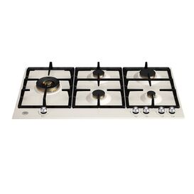 BERTAZZONI P905LHERAX Heritage Series 90cm Gas Hob with Left Wok Burner Ivory Chrome