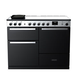 RANGEMASTER EDDLO110EIGBLK/CM1 Edge Deluxe 110cm Induction Range Cooker - Black Glass with Chrome Trim