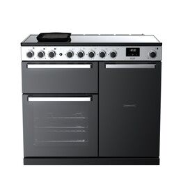 RANGEMASTER EDDL100EIGBLK/CM1 Edge Deluxe 100cm Induction Range Cooker - Black Glass/Chrome
