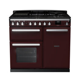 RANGEMASTER ESDL100DFPBOR/CM1 Estel Deluxe 100cm Dual Fuel Range Cooker - Bordeaux with Chrome Trim