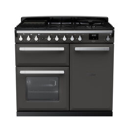 RANGEMASTER ESDL100DFPSLT/CM1 Estel Deluxe 100cm Dual Fuel Range Cooker - Slate with Chrome Trim