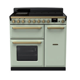 RANGEMASTER ESDL90EIPMNT/AB1 Estel Deluxe 90cm Induction Range Cooker - Mint with Antique Brass Trim