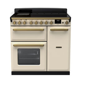 RANGEMASTER ESDL90EIPPCR/AB1 Estel Deluxe 90cm Induction Range Cooker- Pale Cream with Antique Brass Trim