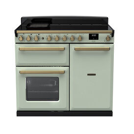 RANGEMASTER ESDL100EIPMNT/AB1 Estel Deluxe 100cm Induction Range Cooker - Mint with Antique Brass Trim