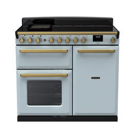 RANGEMASTER ESDL100EIPMSB/AB1 Estel Deluxe 100cm Induction Range Cooker - Misty Blue with Antique Brass Trim