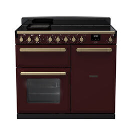 RANGEMASTER ESDL100EIPBOR/AB1 Estel Deluxe 100cm Induction - Bordeaux with Antique Brass Trim