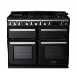 RANGEMASTER ESDLB110DFPGBL/CM1 Estel Deluxe 110cm Dual Fuel Range Cookers - Gloss Black with Chrome Trim