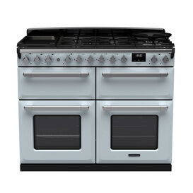 RANGEMASTER ESDLB110DFPMSB/CM1 Estel Deluxe 110cm Dual Fuel Range Cooker - Misty Blue with Chrome Trim