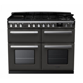RANGEMASTER ESDLB110DFPSLT/CM1 Estel Deluxe 110cm Dual Fuel Range Cooker - Slate with Chrome Trim