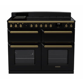 RANGEMASTER ESDLB110EIPGBL/AB1 Estel Deluxe 110cm Induction Range Cooker- Gloss Black/Brass