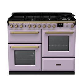 RANGEMASTER ESDLO110DFPHTH/AB1 Estel Deluxe 110cm Dual Fuel Range Cooker - Heather/Brass