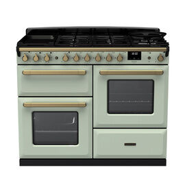 RANGEMASTER ESDLO110DFPMNT/AB1 Estel Deluxe 110cm Dual Fuel Range Cooker - Mint/Brass