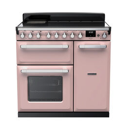 RANGEMASTER ESDL90EIPPPK/CM1 Estel Deluxe 90cm Induction Range Cooker - Pale Pink with Chrome Trim