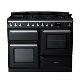 RANGEMASTER ESDLO110DFPGBL/CM1 Estel Deluxe 110cm OC Dual Fuel Range Cooker - Gloss Black with Chrome Trim