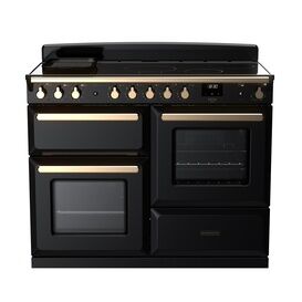RANGEMASTER ESDLO110EIPGBL/AB1 Estel Deluxe 110 OC Induction - Gloss Black with Antique Brass Trim