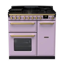 RANGEMASTER ESDL90DFPHTH/AB1 Estel Deluxe 90cm Dual Fuel - Heather with Antique Brass Trim