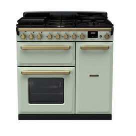 RANGEMASTER ESDL90DFPMNT/AB1 Estel DLX 90cm Dual Fuel - Mint/Brass