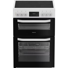 HOTPOINT HDE6VDW 60cm Electric Double Oven Cooker - White
